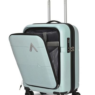 ARISTOCRAT Small Cabin Suitcase (55 cm) 8 Wheels - Orbit Hard Side Laptop Compartment Trolley Bag With Combination Lock - Green